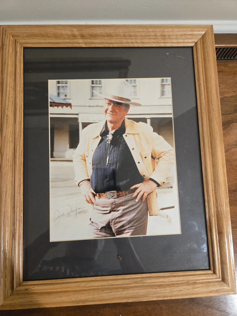 Framed Matted John Wayne Autographed Photo W Coa Behind Glass